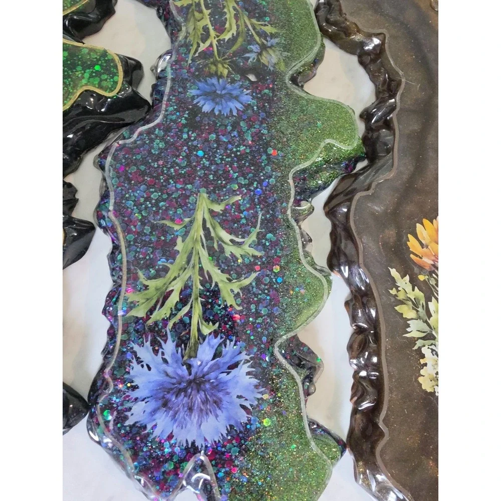 Handmade Resin Wavy Tray Gift Decoration Jewelry Salt And Pepper Holder. 1018